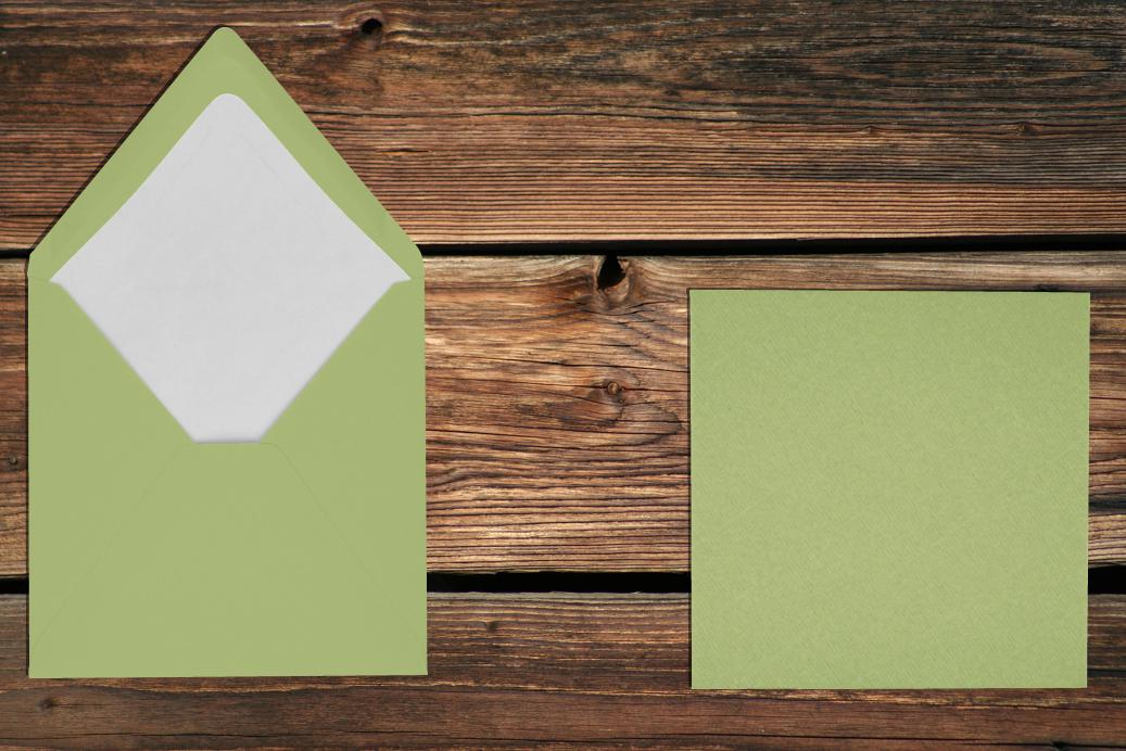 Briefhüllen mit Seidenfutter 164x164 mm Nassklebend Pistache gerippt 100 g/qm